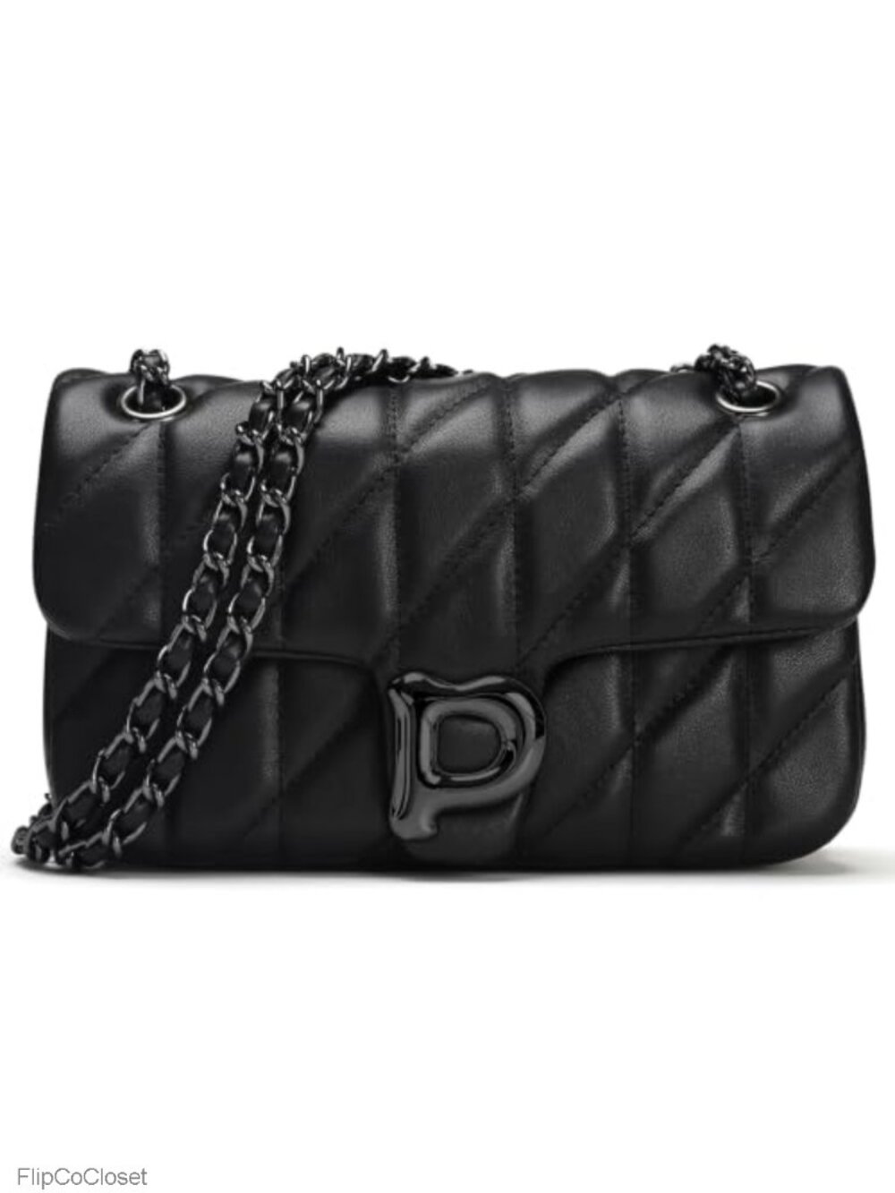 Small Quilted Crossbody Purse for Women Trendy Vegan Leather Satchel Chain Strap